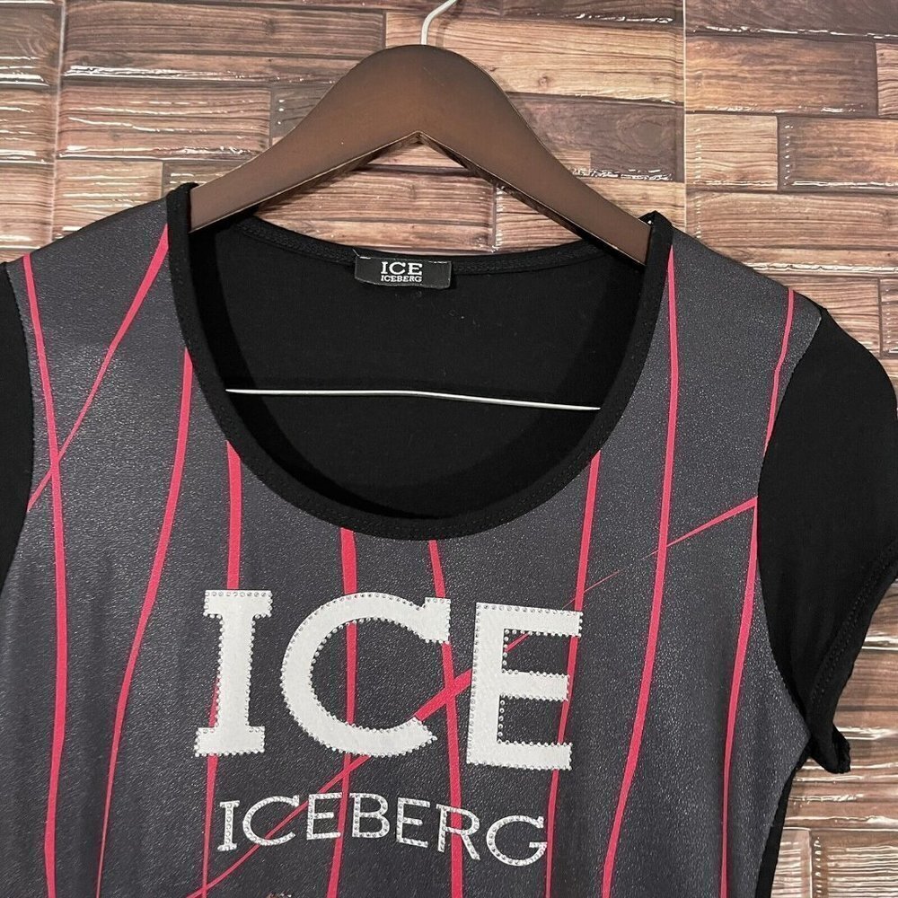 IceIceberg Embellished Butterflies Shirt Size S Pink Black Yellow - Picture 2 of 5